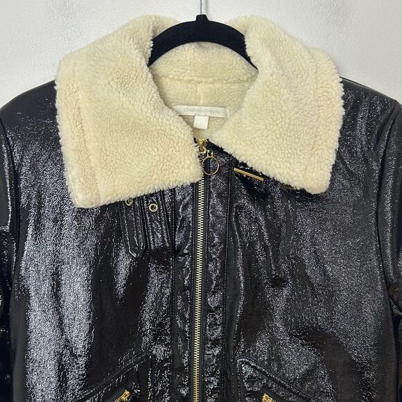 Jonathan Simkhai Vegan Leather Sherpa Aviator Bomber Jacket Women’s XS Black - Picture 3 of 16